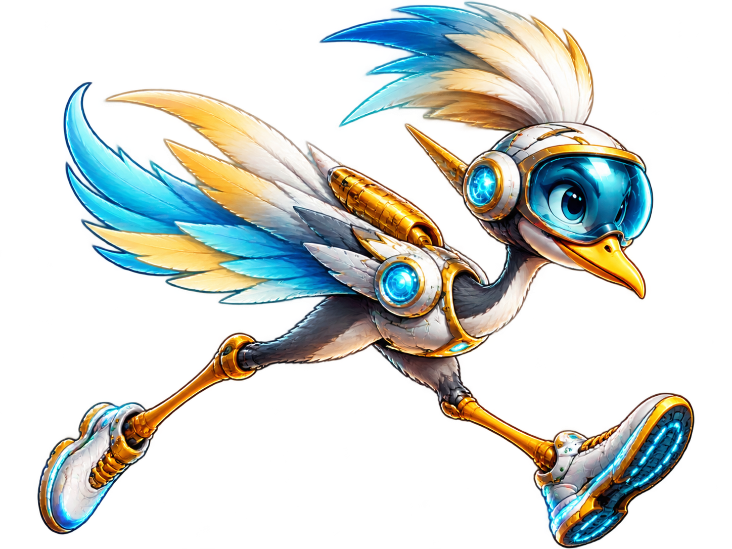 Enstella, a white and blue cosmic bird